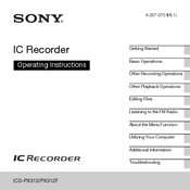 Sony ICD-PX312 Operating Instructions Manual