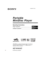 Sony MZNH600D - Hi-MD Walkman Recorder Operating Instructions Manual