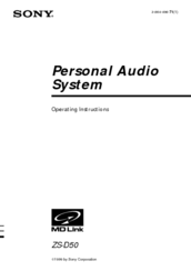 Sony ZS-D50 Operating Instructions  (primary manual) Operating Instructions Manual