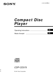 Sony CDP-CE575 - Disc Carousel Operating Instructions Manual