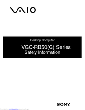 Sony VAIO VGC-RB56G Safety Information Manual
