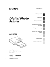 Sony DPP-FP50 Fall 2005 Operating Instructions Manual