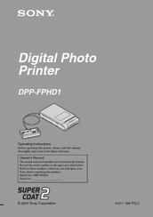 Sony DPP-FPHD1 Instruction Manual (Photo Printer) Operating Instructions Manual