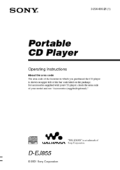 Sony CD Walkman D-EJ855 Operating Instructions Manual