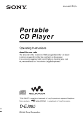 Sony CD Walkman D-EJ885 Operating Instructions Manual