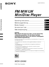 Sony MDX-CA580 Operating Instructions Manual