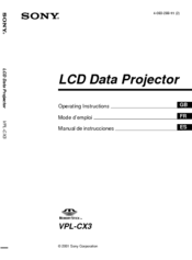 Sony VPL-CX3 - XGA LCD Projector Operating Instructions Manual