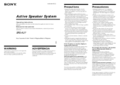 Sony SRS-A27 - Desktop Personal Speakers Operating Instructions