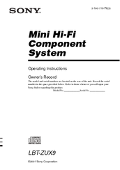 Sony LBT-ZUX9 - Mini Hifi Component Operating Instructions Manual