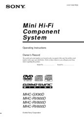 Sony MHC-RV900D Operating Instructions Manual