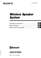 Sony SRS-BTM30 - Wireless Speaker Sys Operating Instructions Manual