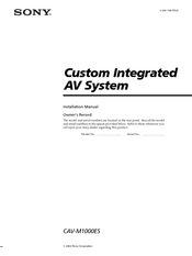 Sony CAV-M1000ES Installation Manual
