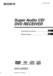Sony AVD-S50ES - Single Disc Dvd/sacd™/cd Receiver Operating Instructions Manual