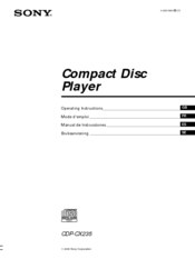 Sony CDP-CX235 - Mega Changer Operating Instructions Manual