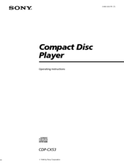 Sony CDP-CX53 - CD Changer Operating Instructions Manual