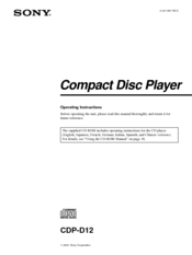Sony CDP-D12 Operating Instructions Manual