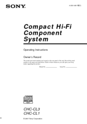 Sony CHC-CL1 - Compact Hi Fi Component System Operating Instructions Manual