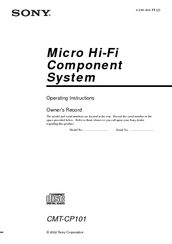 Sony CMT-CP101 - Micro Hi Fi Component System Operating Instructions Manual