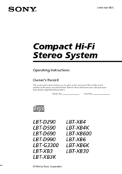 Sony LBT-D590 - Compact Hifi Stereo System Operating Instructions Manual