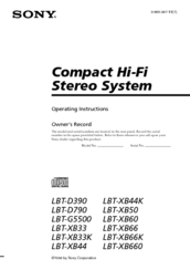 Sony LBT-D790 - Compact Hi-fi Stereo System Operating Instructions Manual