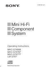 Sony LBT-ZTX7 - Compact Hi-fi Stereo System Operating Instructions Manual