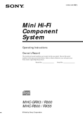 Sony MHC-R300 Operating Instructions Manual