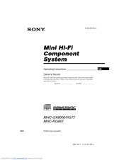 Sony MHC-GX8000/RG77 Operating Instructions Manual