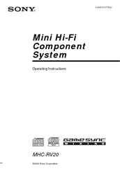 Sony MHC-RV20 Operating Instructions Manual