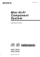 Sony MHC-RV60 Operating Instructions Manual