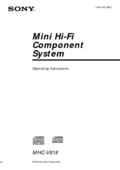 Sony MHC-V818 Operating Instructions Manual