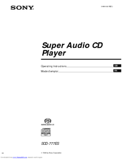 Sony SCD-777ES - Es Super Audio Cd Player Operating Instructions Manual