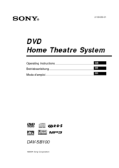 Sony DAV-SB100 - 5 Dvd Changer System Operating Instructions Manual