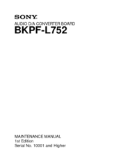 Sony BKPF-L752 Maintenance Manual