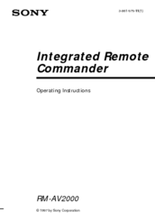 Sony RM-AV2000 Operating Instructions  (primary manual) Operating Instructions Manual