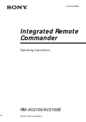 Sony RM-AV2100 - Integrated Remote Commander Operating Instructions Manual