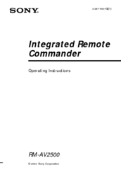 Sony RM-AV2500 - Integrated Remote Commander Operating Instructions Manual
