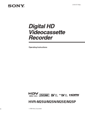 Sony HVR M25U - Professional Video Cassete recorder/player Operating Instructions Manual