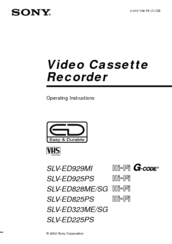 Sony SLV-ED925PS Operating Instructions Manual