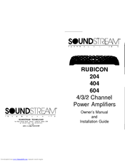 Soundstream RUBICON 204 Owner's Manual And Installation Manual