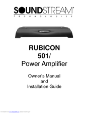 Soundstream Rubicon 501 Owner's Manual And Installation Manual