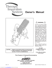 Stamina Therapy Inversion System Owner's Manual