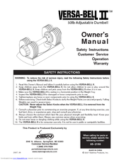 Stamina Versa-Bell 50lb Owner's Manual