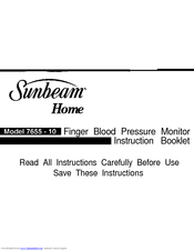 Sunbeam HOME 7655-10 Instruction Booklet