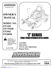 Swisher ZT17542B, ZT1436, ZT1842, ZT20050 Owner's Manual