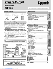 Symphonic WF104 Owner's Manual