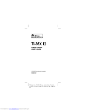 Texas Instruments TI36X - Solar Scientific Calculator User Manual