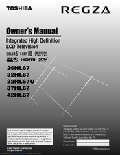 Toshiba REGZA 26HL67 Owner's Manual