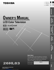 Toshiba TheaterWide 26HL83 Owner's Manual