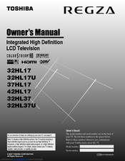 Toshiba REGZA 32HL37 Owner's Manual