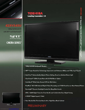 Toshiba Regza 42XV545U Specification Sheet